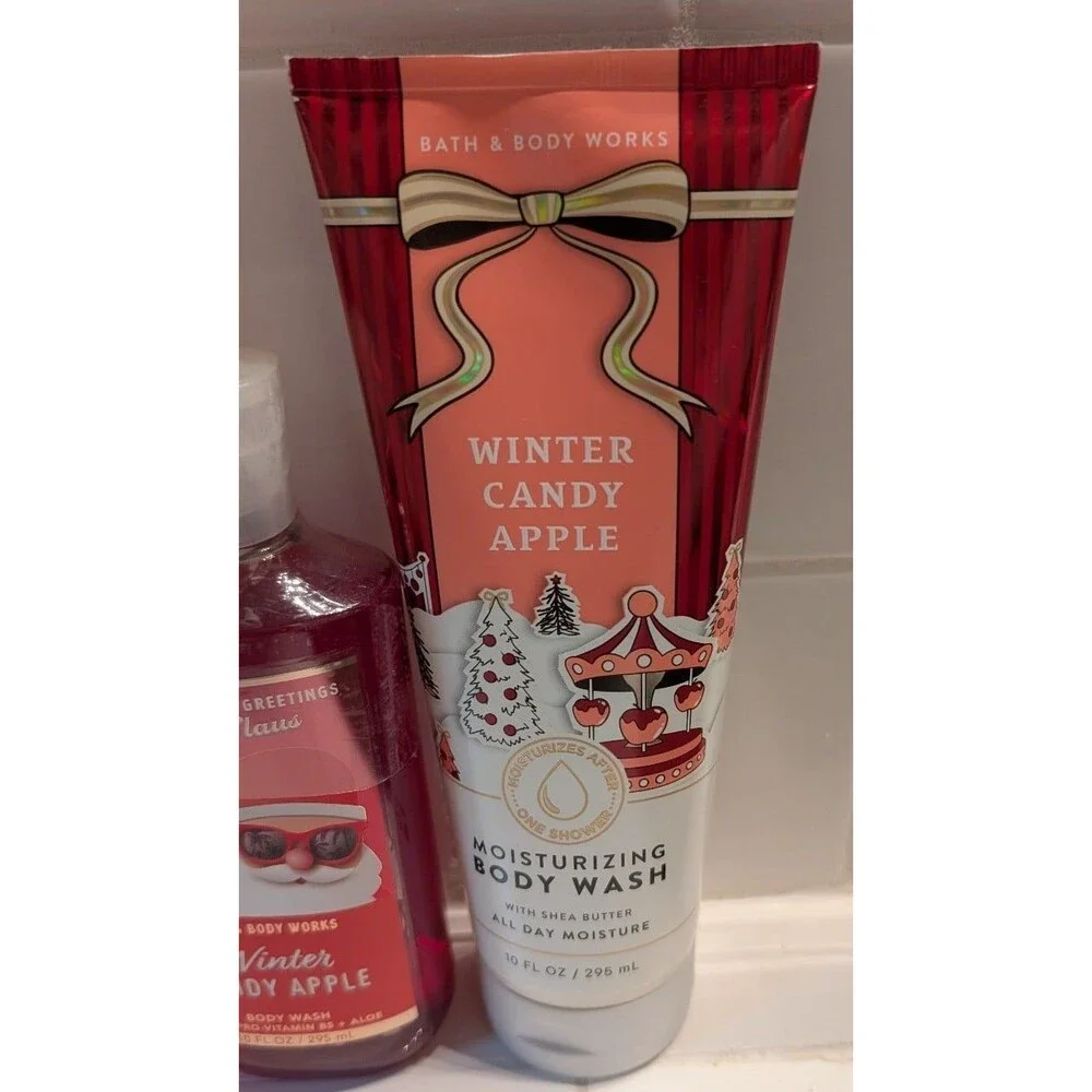 Bath & Body Works Winter Candy Apple 4-Piece Set Cream Wash Dry Shampoo NWT